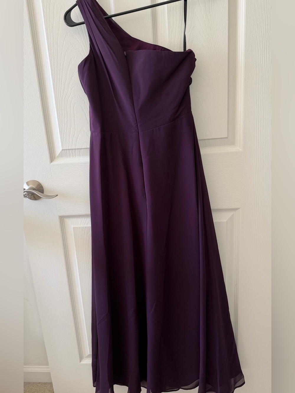 Elegant One-Shoulder Purple Bridesmaid Dress - Picture 2 of 7